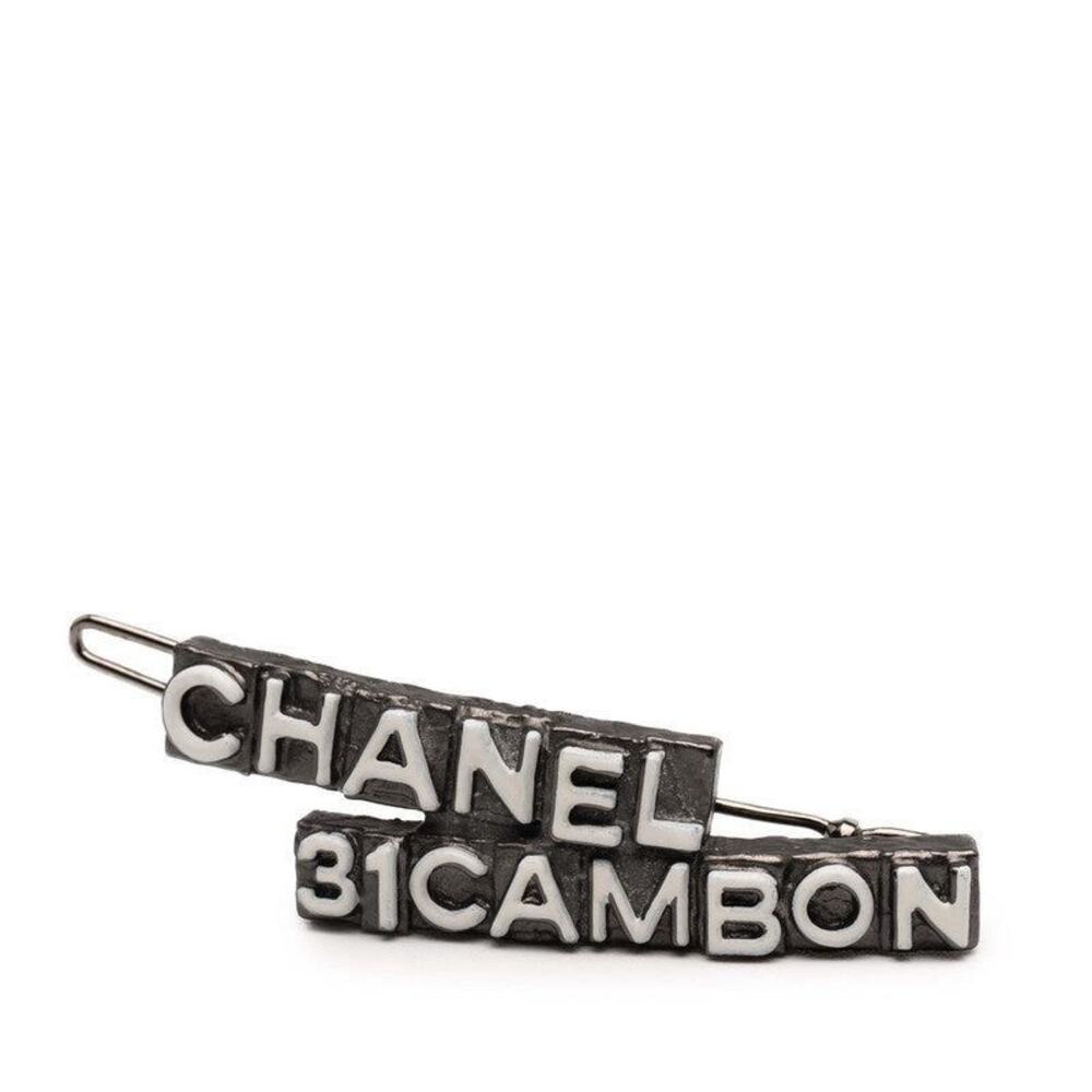 Chanel 31 Cambon Logo Metal Barrette Silver